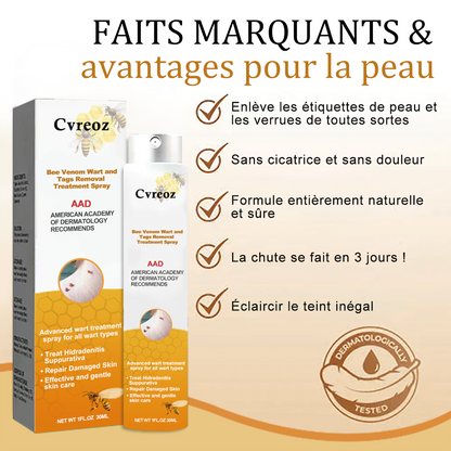 🧡 Cvreoz Spray de Traitement pour l'Élimination des Verrues et des Étiquettes Cutanées au Venin d'Abeille(👨‍⚕LE DAA RECOMMANDE)🐝🐝(🔥Promotion du dernier jour 80% de réduction)